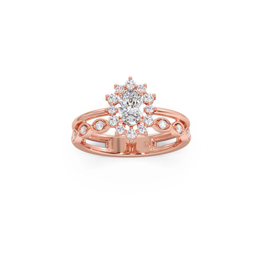 Vintage Halo Oval Diamond Ring