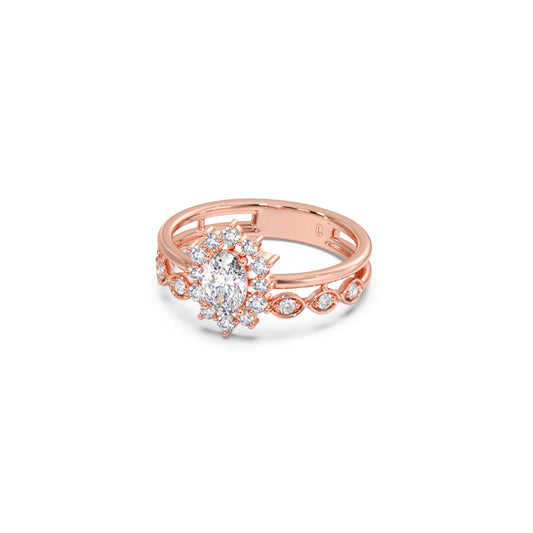 Vintage Halo Oval Diamond Ring
