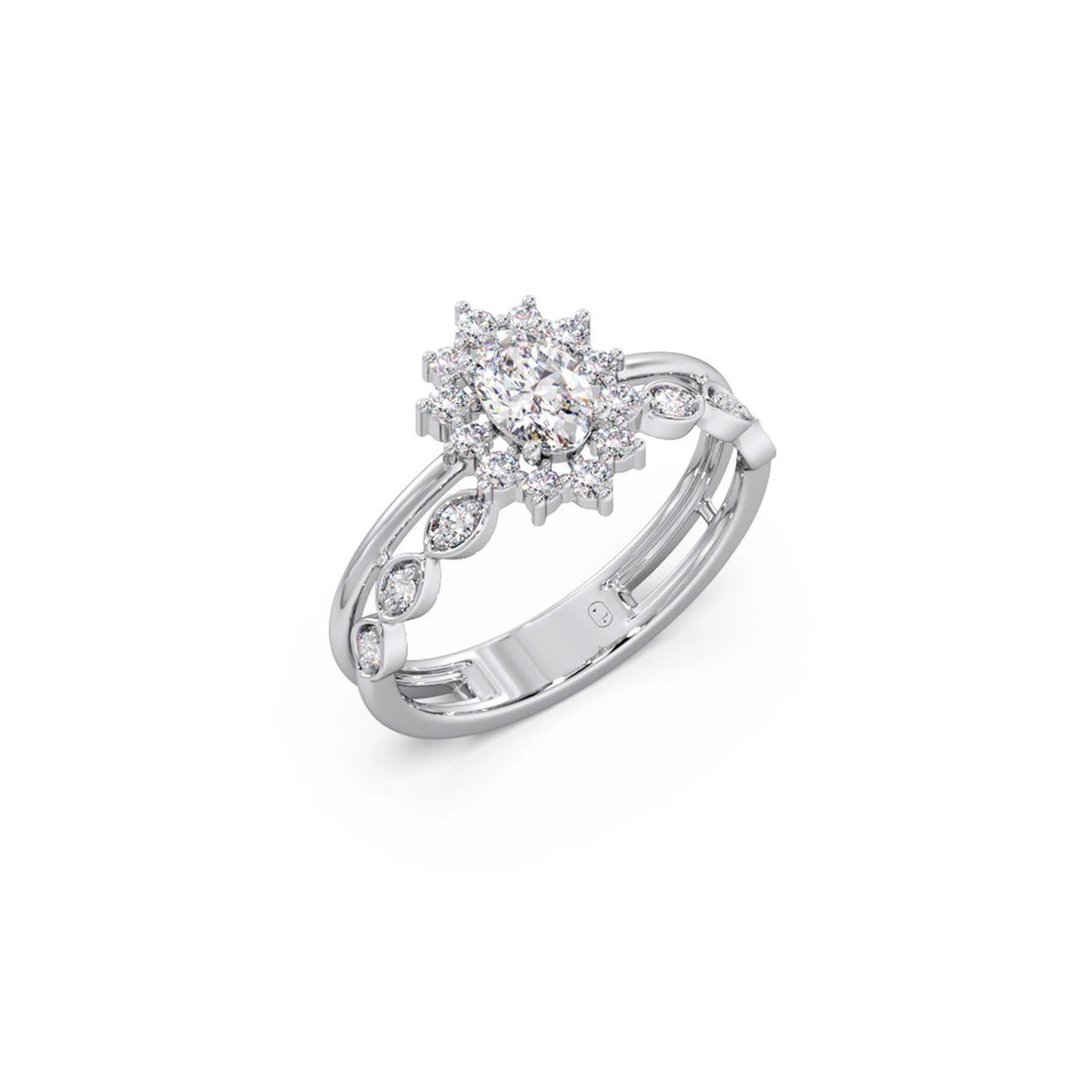 Vintage Halo Oval Diamond Ring
