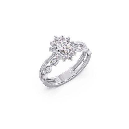 Vintage Halo Oval Diamond Ring