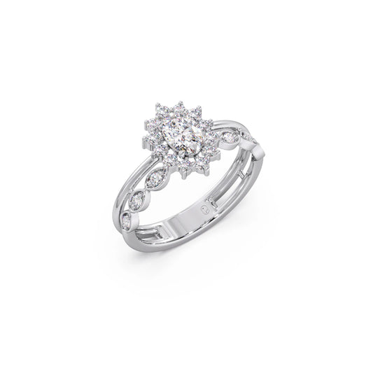 Vintage Halo Oval Diamond Ring