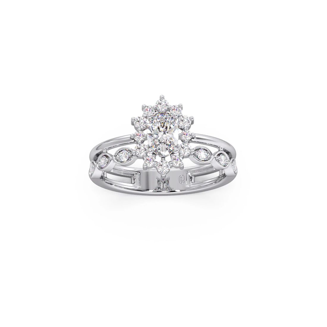 Vintage Halo Oval Diamond Ring