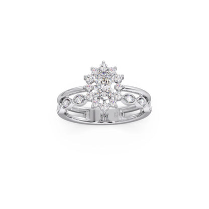Vintage Halo Oval Diamond Ring