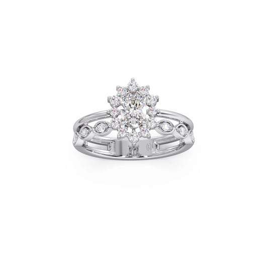 Vintage Halo Oval Diamond Ring