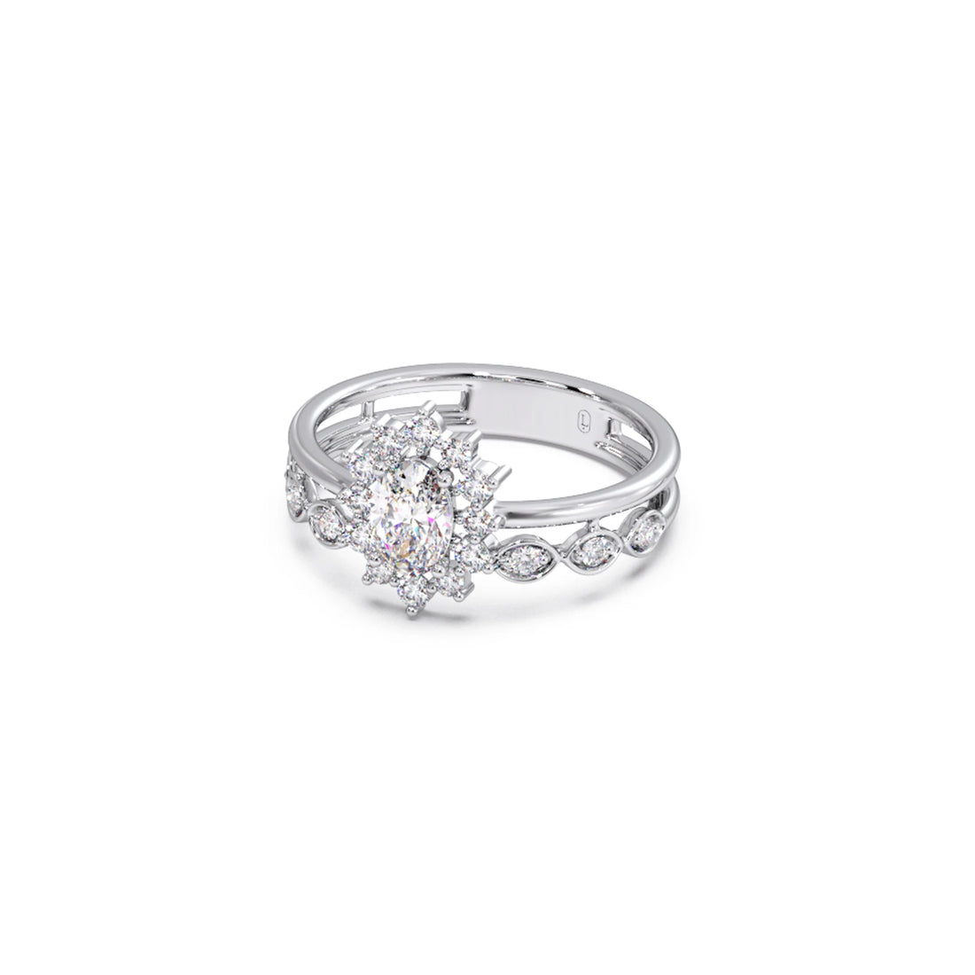 Vintage Halo Oval Diamond Ring