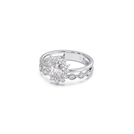 Vintage Halo Oval Diamond Ring