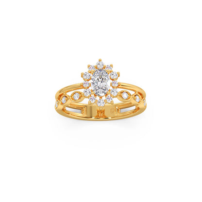 Vintage Halo Oval Diamond Ring