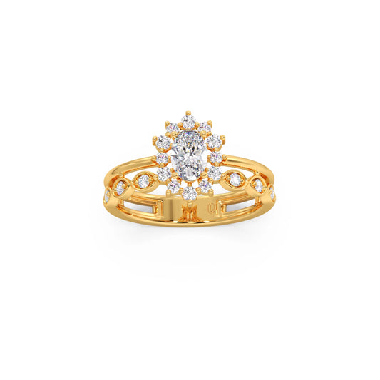 Vintage Halo Oval Diamond Ring