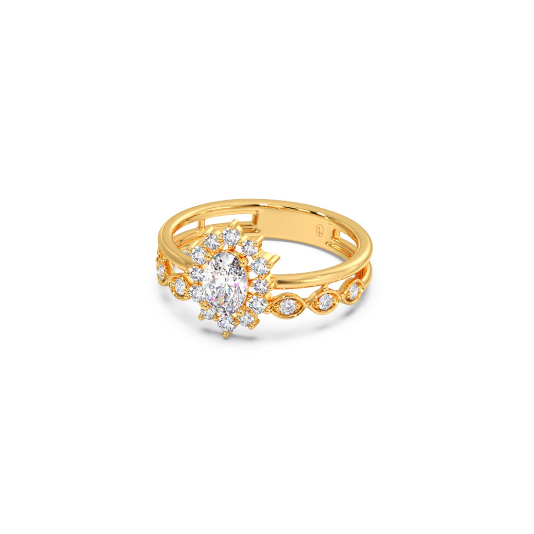 Vintage Halo Oval Diamond Ring