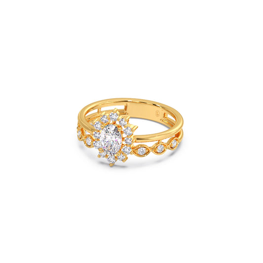 Vintage Halo Oval Diamond Ring