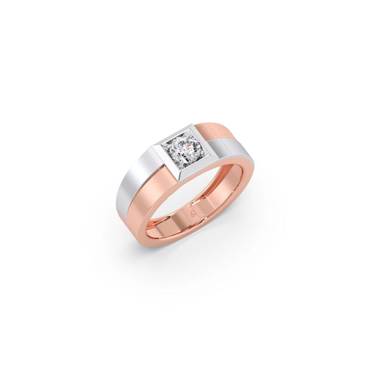 Dual Tone Square Round Diamond Band -7.50mm