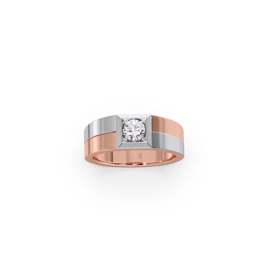 Dual Tone Square Round Diamond Band -7.50mm