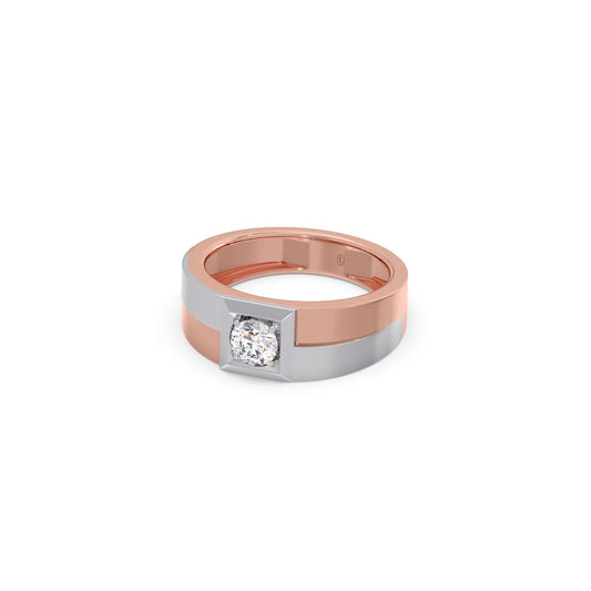 Dual Tone Square Round Diamond Band -7.50mm