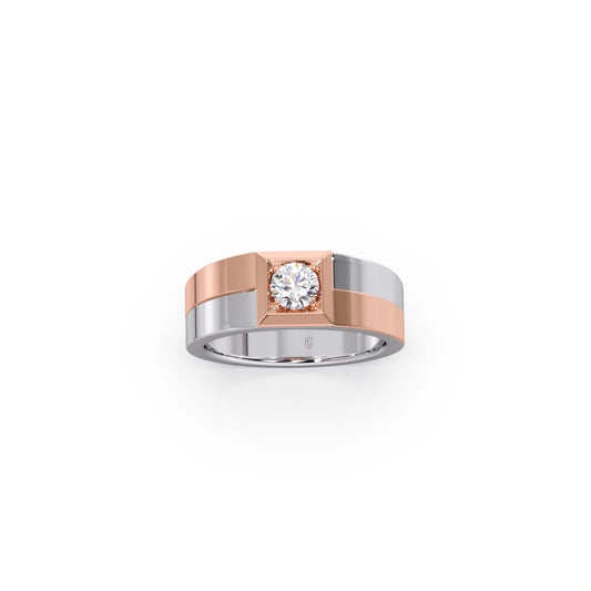 Dual Tone Square Round Diamond Band -7.50mm