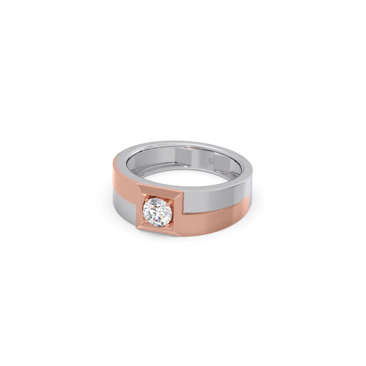 Dual Tone Square Round Diamond Band -7.50mm