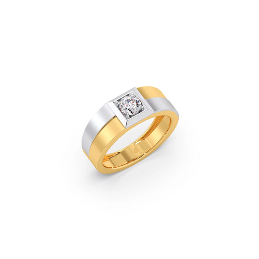 Dual Tone Square Round Diamond Band -7.50mm