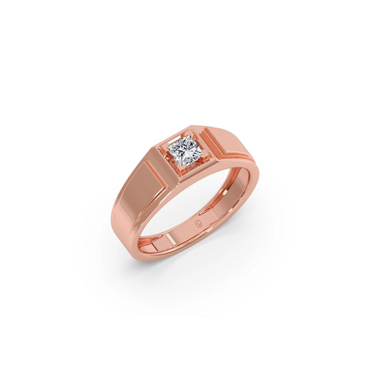 0.37 Carat Princess Diamond Men's Classic Ring