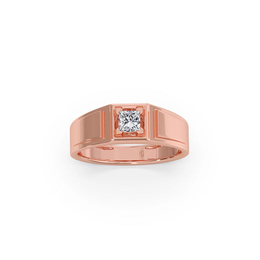0.37 Carat Princess Diamond Men's Classic Ring