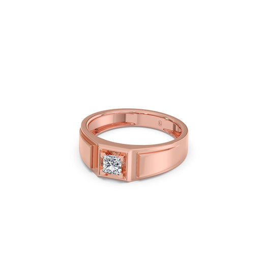 0.37 Carat Princess Diamond Men's Classic Ring