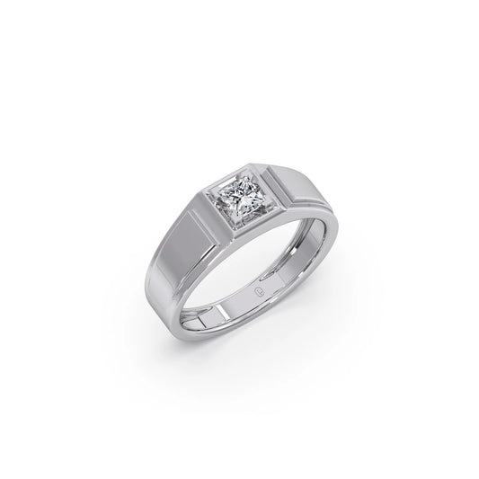 0.37 Carat Princess Diamond Men's Classic Ring