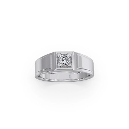 0.37 Carat Princess Diamond Men's Classic Ring