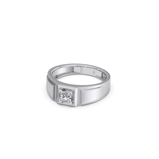 0.37 Carat Princess Diamond Men's Classic Ring