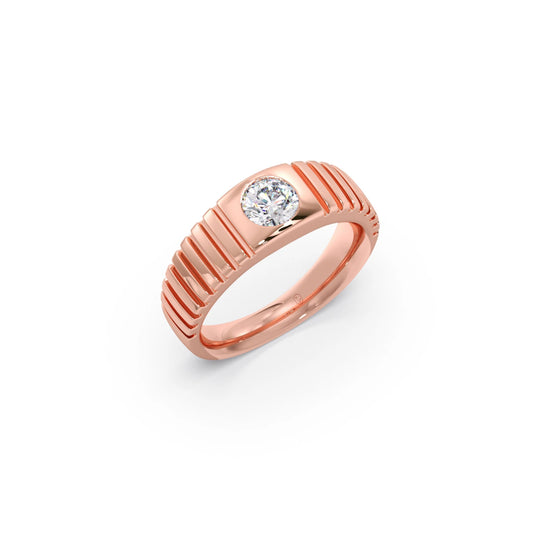 0.73 Carat Grooved Diamond Men's Classic Ring