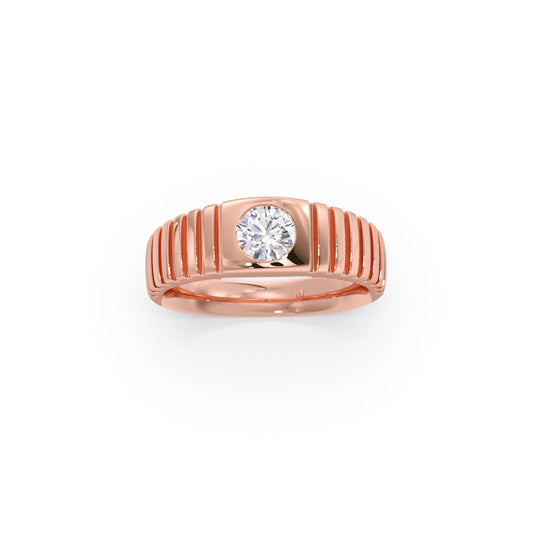 0.73 Carat Grooved Diamond Men's Classic Ring