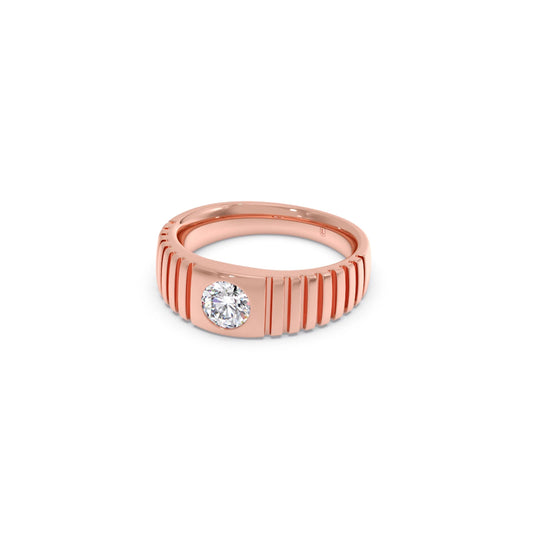 0.73 Carat Grooved Diamond Men's Classic Ring