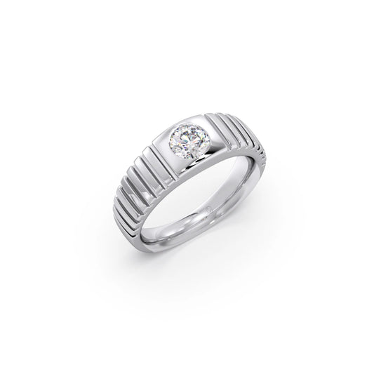 0.73 Carat Grooved Diamond Men's Classic Ring