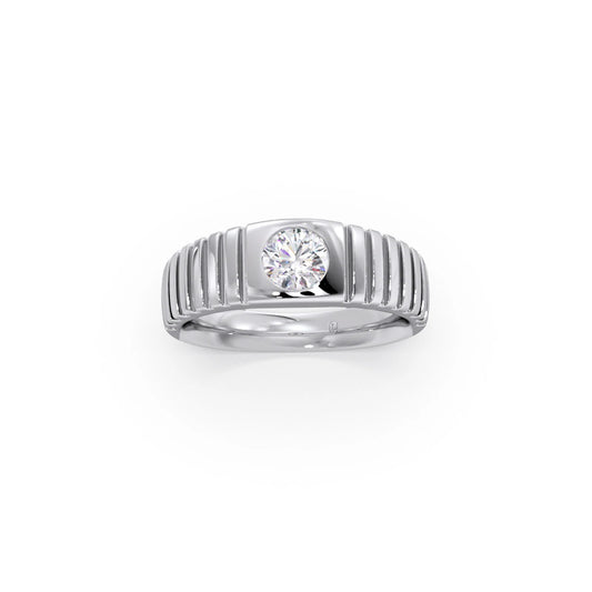 0.73 Carat Grooved Diamond Men's Classic Ring