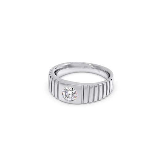 0.73 Carat Grooved Diamond Men's Classic Ring