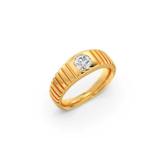 0.73 Carat Grooved Diamond Men's Classic Ring