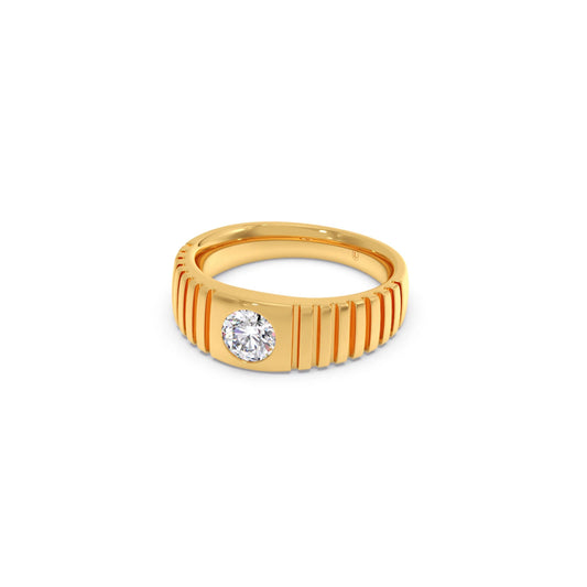 0.73 Carat Grooved Diamond Men's Classic Ring