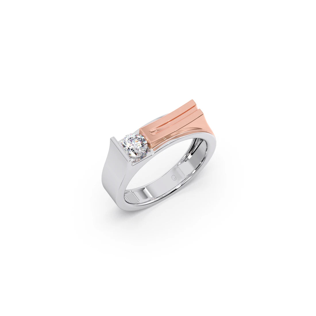 Modern Diamond Men's Two-Tone Band Ring