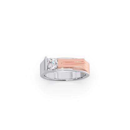 Modern Diamond Men's Two-Tone Band Ring