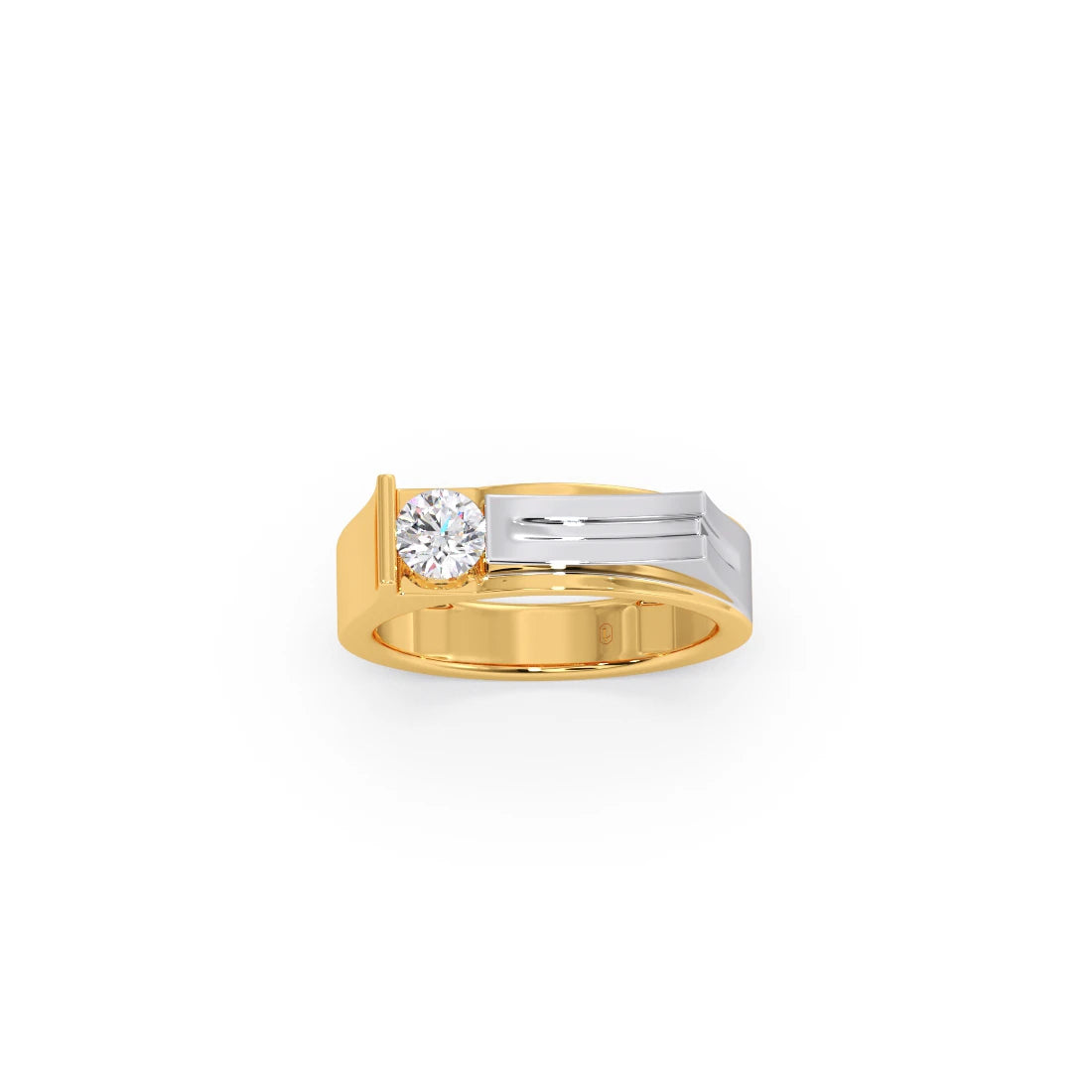 Modern Diamond Men's Two-Tone Band Ring