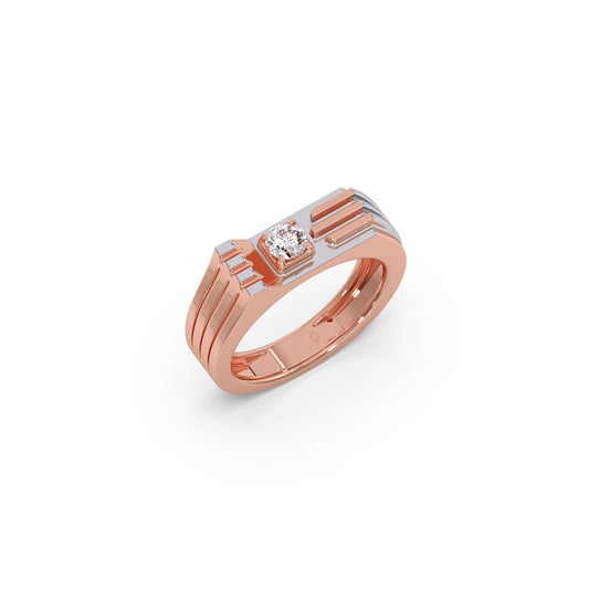 0.30 Carat Linear Diamond Men's Classic Two Tone Ring