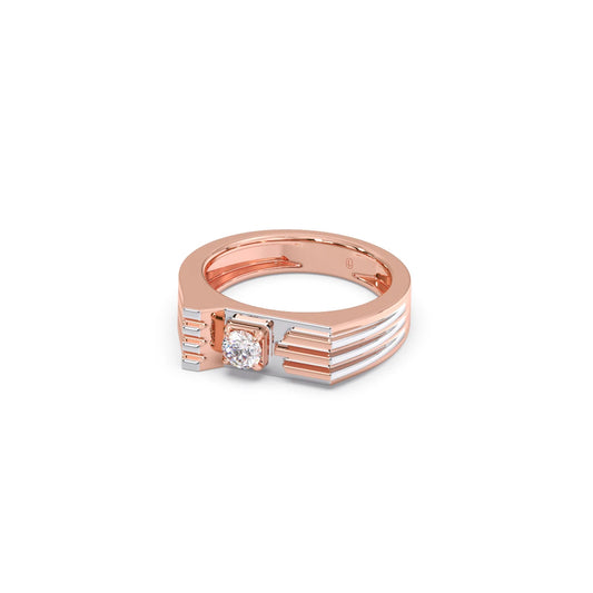 0.30 Carat Linear Diamond Men's Classic Two Tone Ring