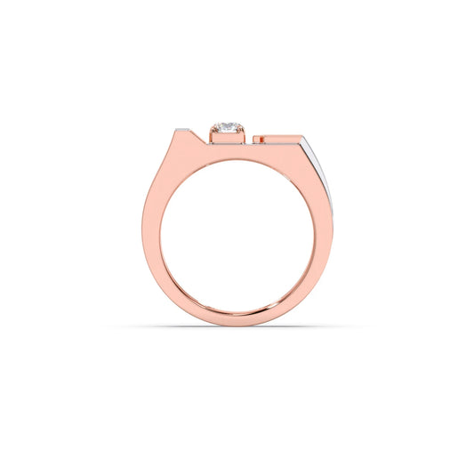0.30 Carat Linear Diamond Men's Classic Two Tone Ring