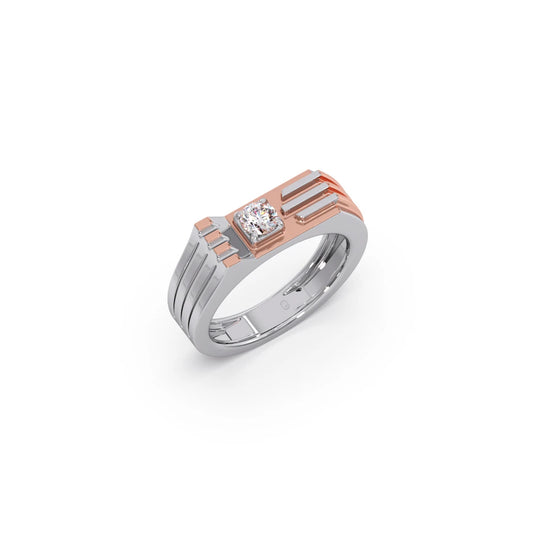 0.30 Carat Linear Diamond Men's Classic Two Tone Ring