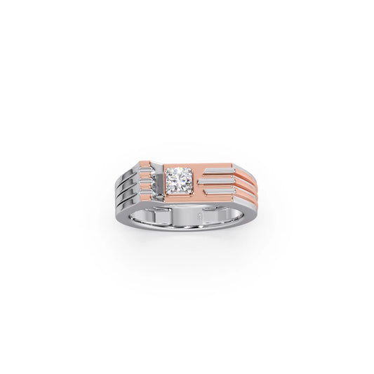 0.30 Carat Linear Diamond Men's Classic Two Tone Ring