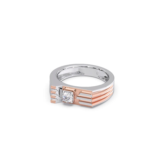 0.30 Carat Linear Diamond Men's Classic Two Tone Ring