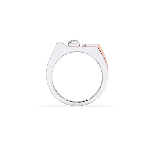 0.30 Carat Linear Diamond Men's Classic Two Tone Ring
