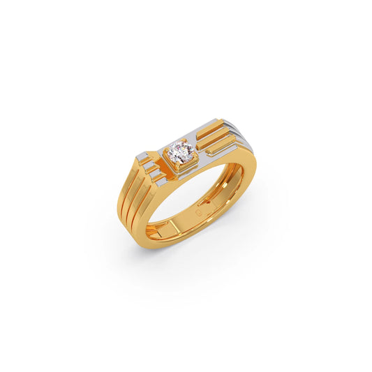 0.30 Carat Linear Diamond Men's Classic Two Tone Ring