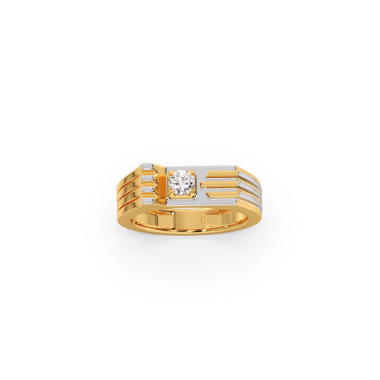 0.30 Carat Linear Diamond Men's Classic Two Tone Ring