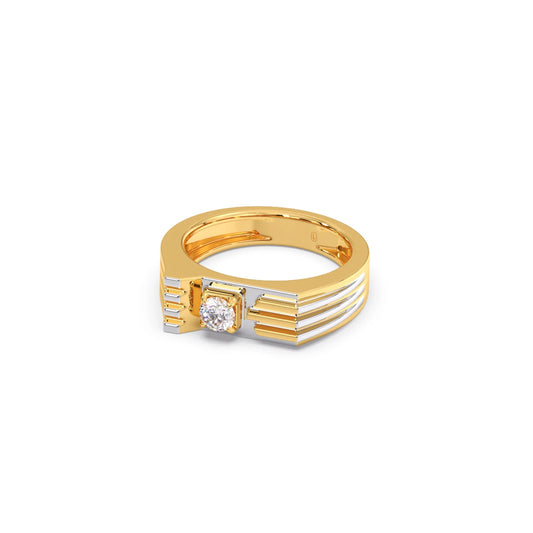 0.30 Carat Linear Diamond Men's Classic Two Tone Ring