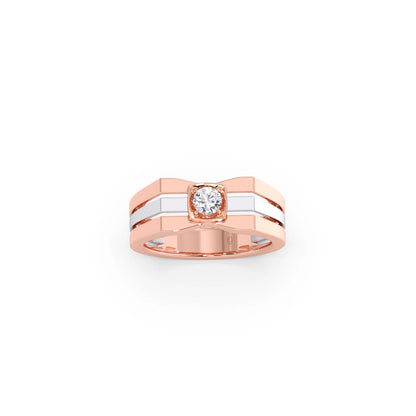 0.30 Carat Segmented Diamond Men's Classic Dual Tone Ring