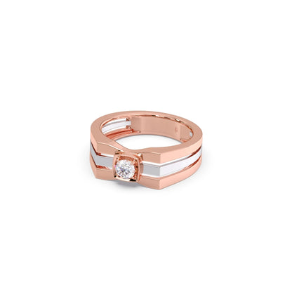 0.30 Carat Segmented Diamond Men's Classic Dual Tone Ring