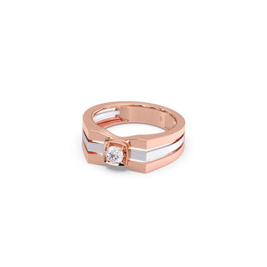 0.30 Carat Segmented Diamond Men's Classic Dual Tone Ring